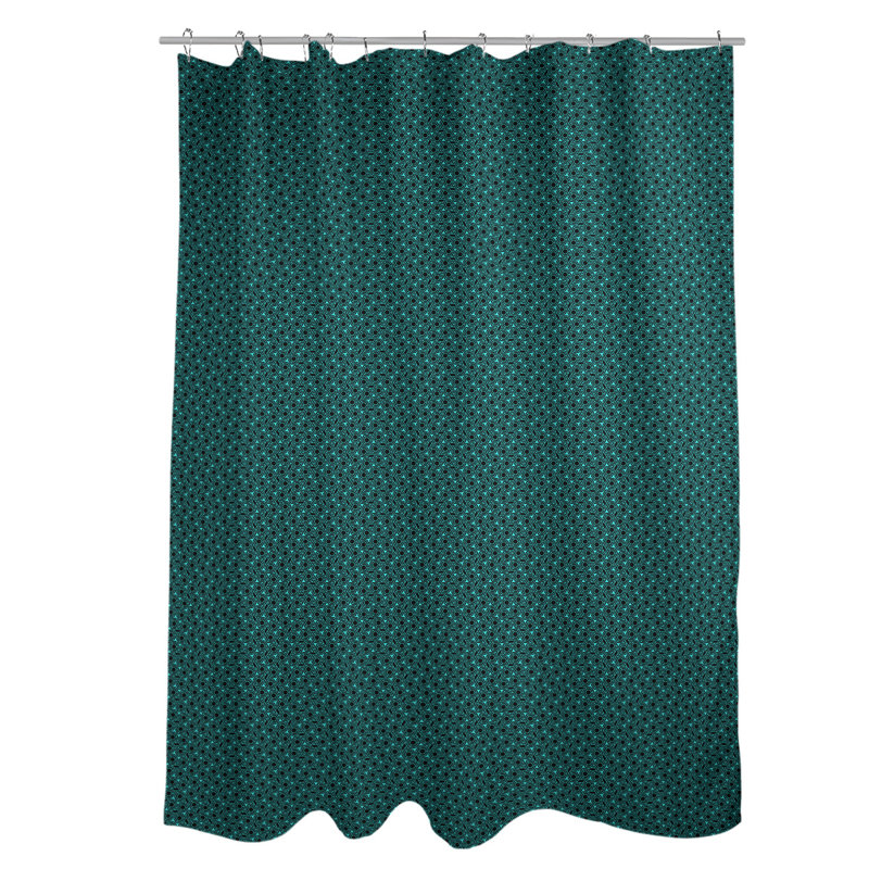 Rideau simple en treillis hexagonal classique, Sarcelle / Noir
