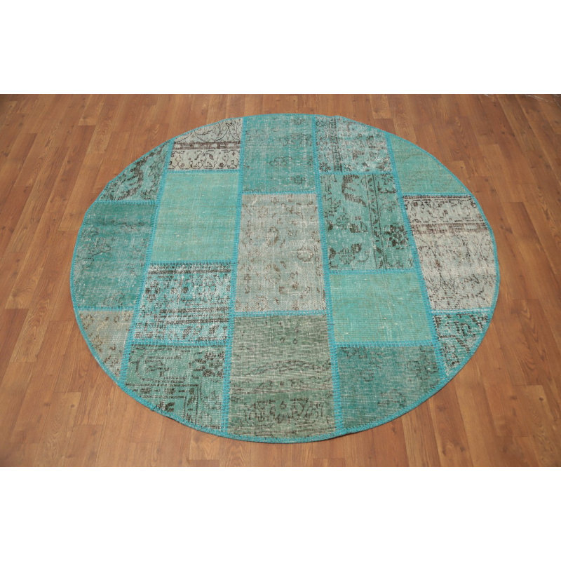 Tapis rond patiné moderne patiné 5 x 5