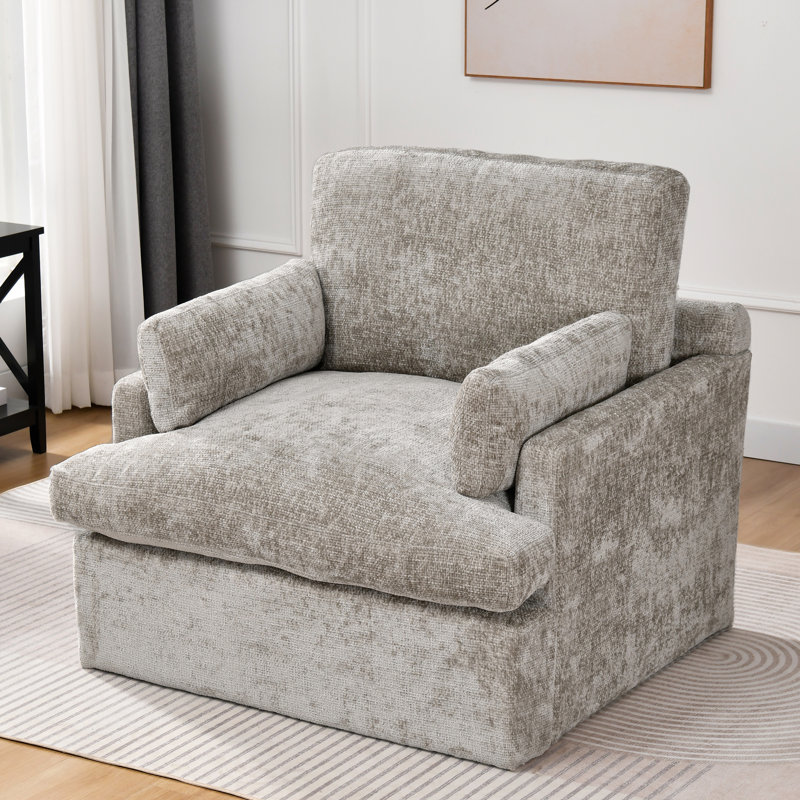 Izquierdo 41.5" Wide Modern Casual Heathered Chenille Deep Seat Depth Single Sofa, Gray