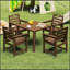 Ensemble de salle à manger d'extérieur en PEHD (5 pièces) avec trou pour parasol de 5 cm, résistant aux intempéries, table et chaises, idéal pour jardin, piscine et terrasse.