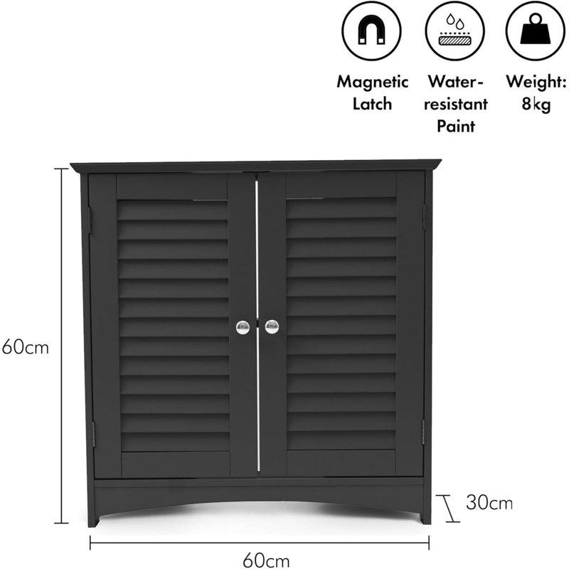 60cm Bathroom Vanity Base Only, Black