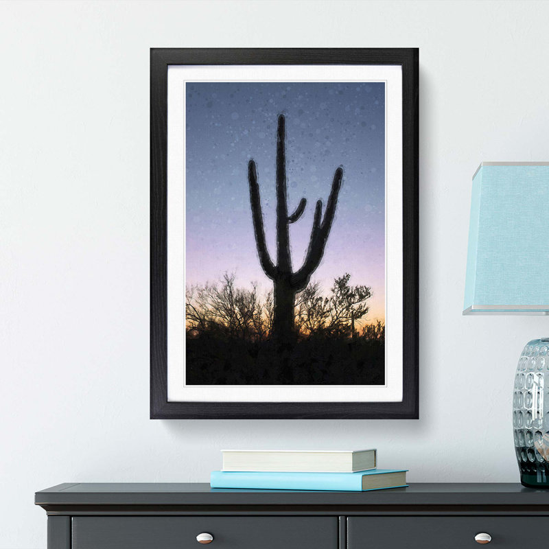 Saguaro Cactus in Tucson Arizona - Picture Frame Photograph Print, Black, 50cm H x 35cm W x 2cm D