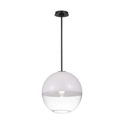 Sean Lavin Spellman 1 Light Kitchen Pendant In Aged Iron Finish With Milk Clear Glass Mix Shade