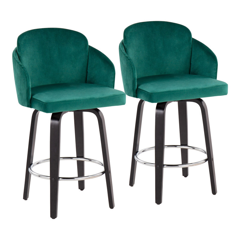 Tabouret tournant 25 "Violetta, Noir, Velours noir