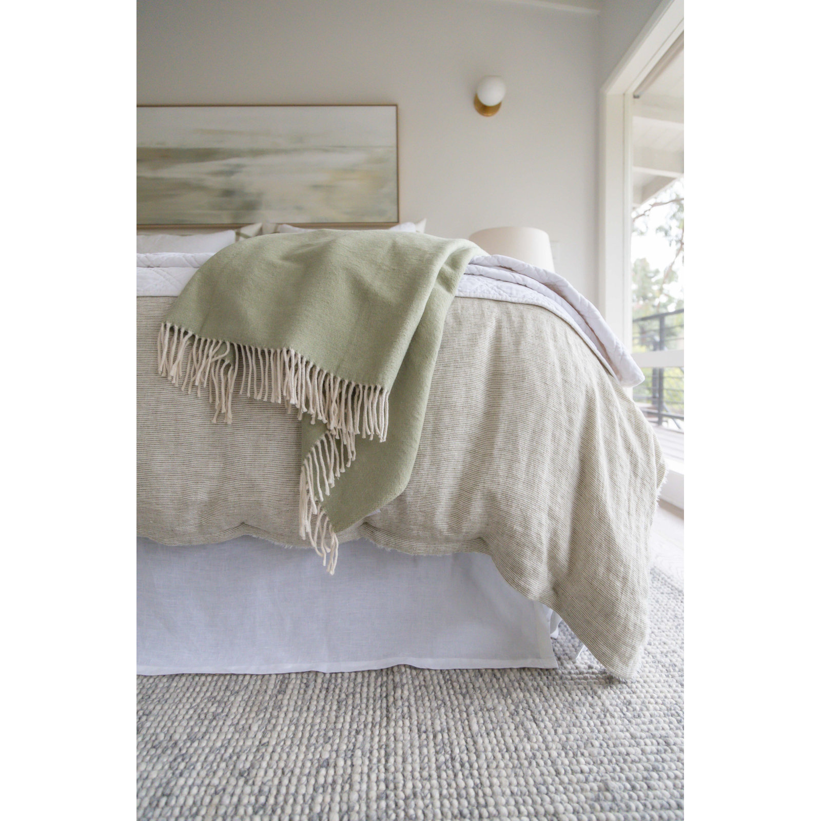 Mandy Handwoven Cotton Throw Blanket, Green