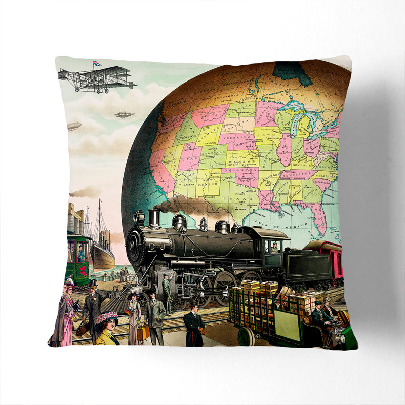 20th Century Transportation Square Throw Cushion, 40 x 40 cm