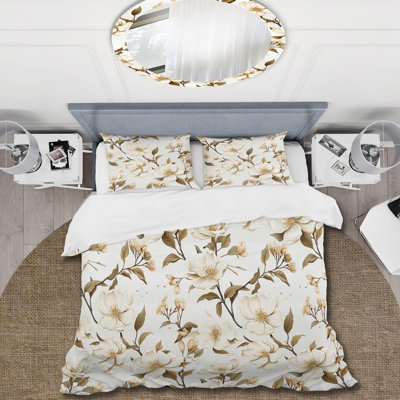 Ensemble de housse de couette White Poppies Floral Tranquility - Floral
