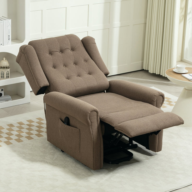 Bamir 94cm Wide Lift Assist Wing Chair Recliner, Dark Brown