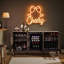 60" wood coffee bar sideboard with built-in beverage refrigerator, slatted doors, adjustable shelves, and storage for dining room, home bar, or office-122987839