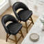 Tabouret de bar pivotant de 26,4 po avec coussin à ressorts ensachés et pieds en bois massif, tabourets de bar rembourrés (ensemble de 3)-1362366539