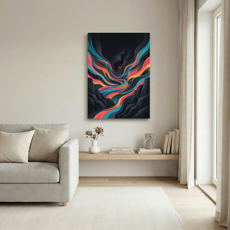Ensemble de 1 tableau sur toile « Vagues cosmiques », 40"H x 28"W, Toile tendue