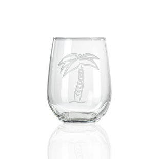 Palm Tree 8.5oz Stemless Champagne Flute | Set of 4 | Rolf Glass