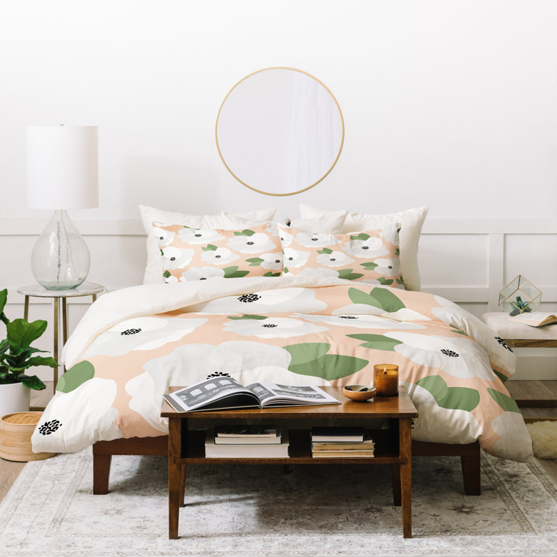 Polyester Floral Duvet Cover Set, Queen