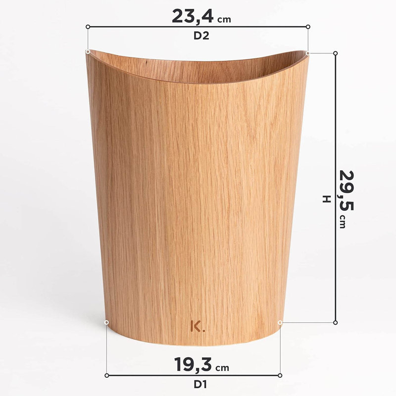 Manufactured Wood Open Waste Bin - 9L, Oak