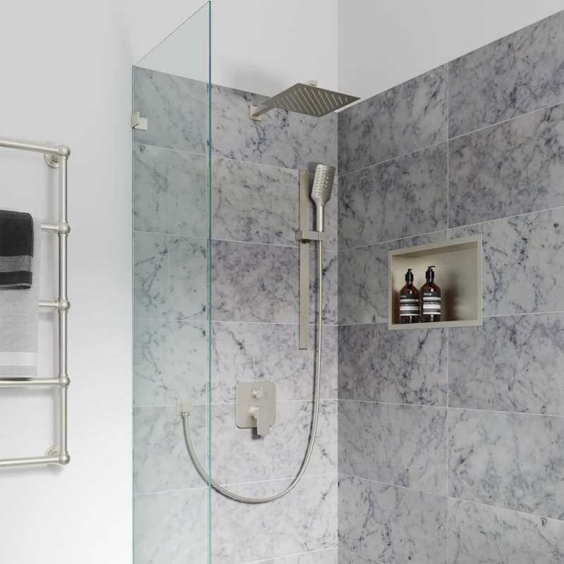 Resort 10-in Rain Showerhead Combo Shower System with Adjustable Handshower Slide Bar and Pressure Balanced Mixing Valve