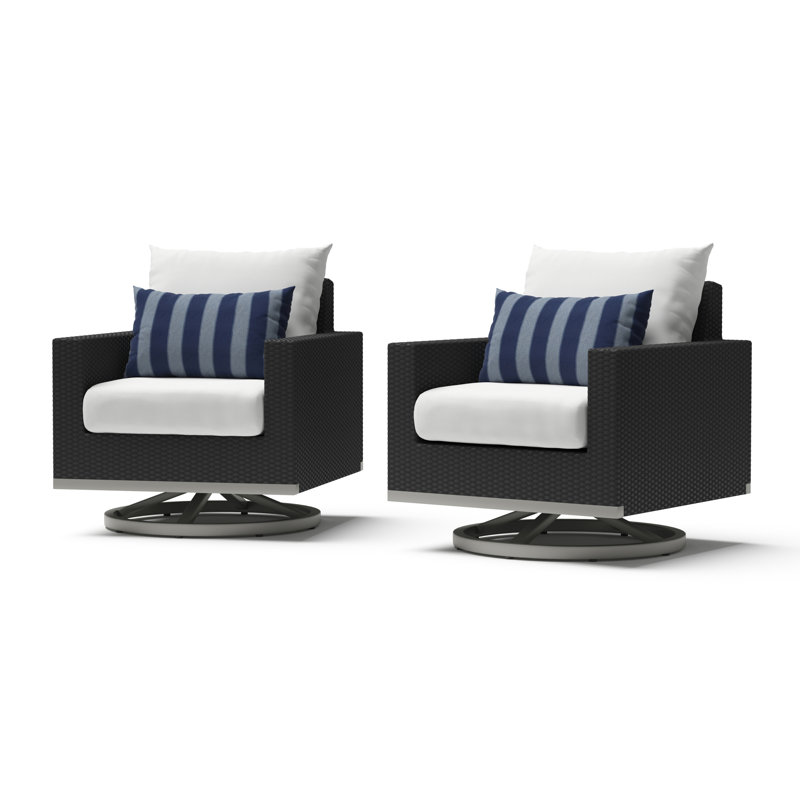 2Pc Sunbrella Outdoor Motion Club Chairs - Red, Grey, White/Stripped, Brown