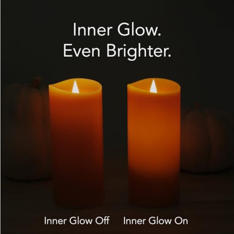 Decor Flameless LED Candles with Remote Control, Battery Operated Pillar Real Wax with Timer for Christmas Decorations, Pumpkin Orange Candle