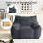 Oversized Bean Bag Chair with Ottoman & Armrests for Living Room, Lazy Sofa, Dark Grey-1835336602