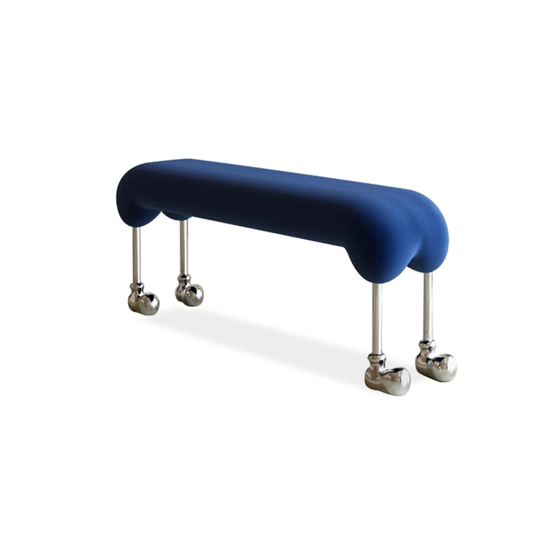 Banc rembourré en acier inoxydable Modern Blue, Bleu