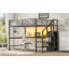 Lit mezzanine pleine grandeur en métal: comprenant un bureau intégré, un escalier de rangement, une petite armoire et une lumière DEL, conçu pour une utilisation optimale de l'espace