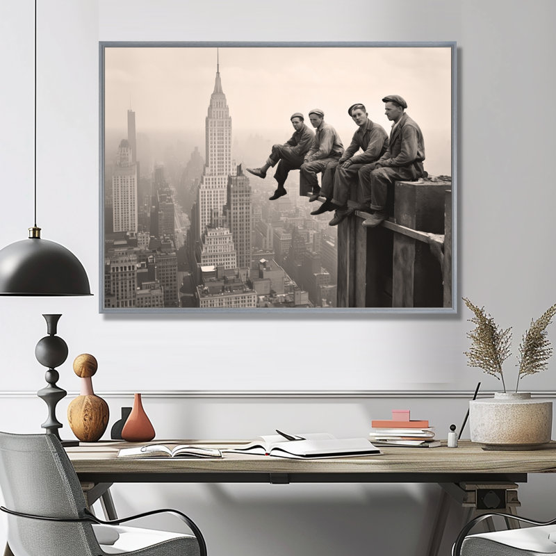 Art rétro de New York Empire State Building - New York, art mural, H 12 po x l 20 po, Brun