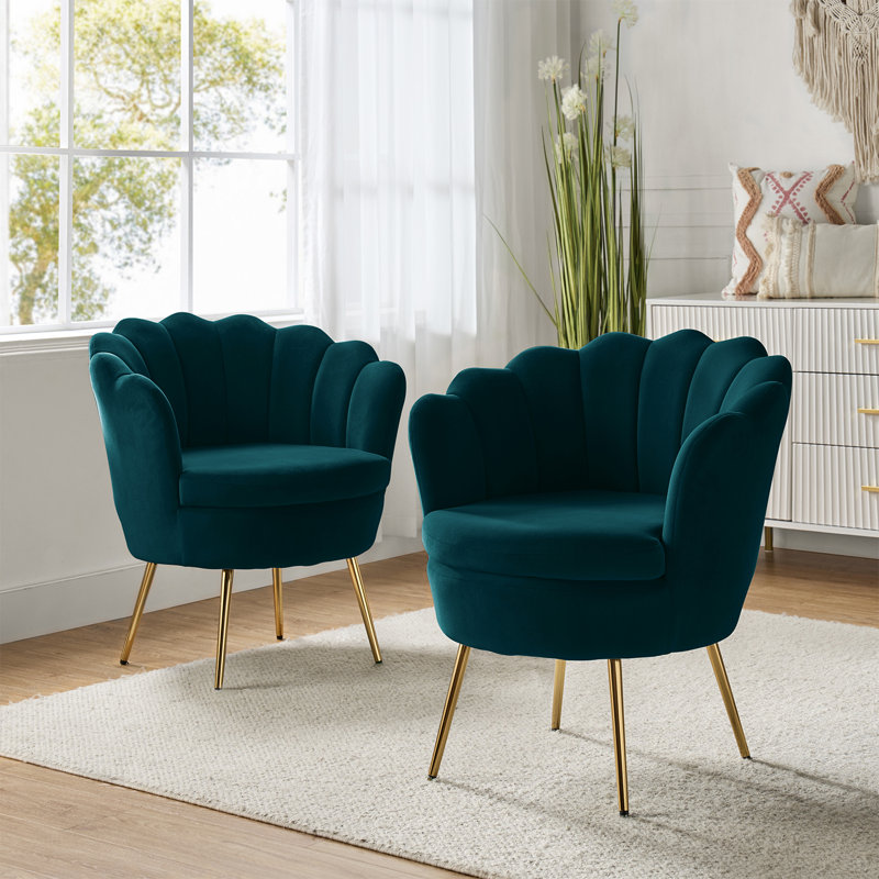 Fauteuil demi-tonneau en velours 30 po Hendrix, Sarcelle