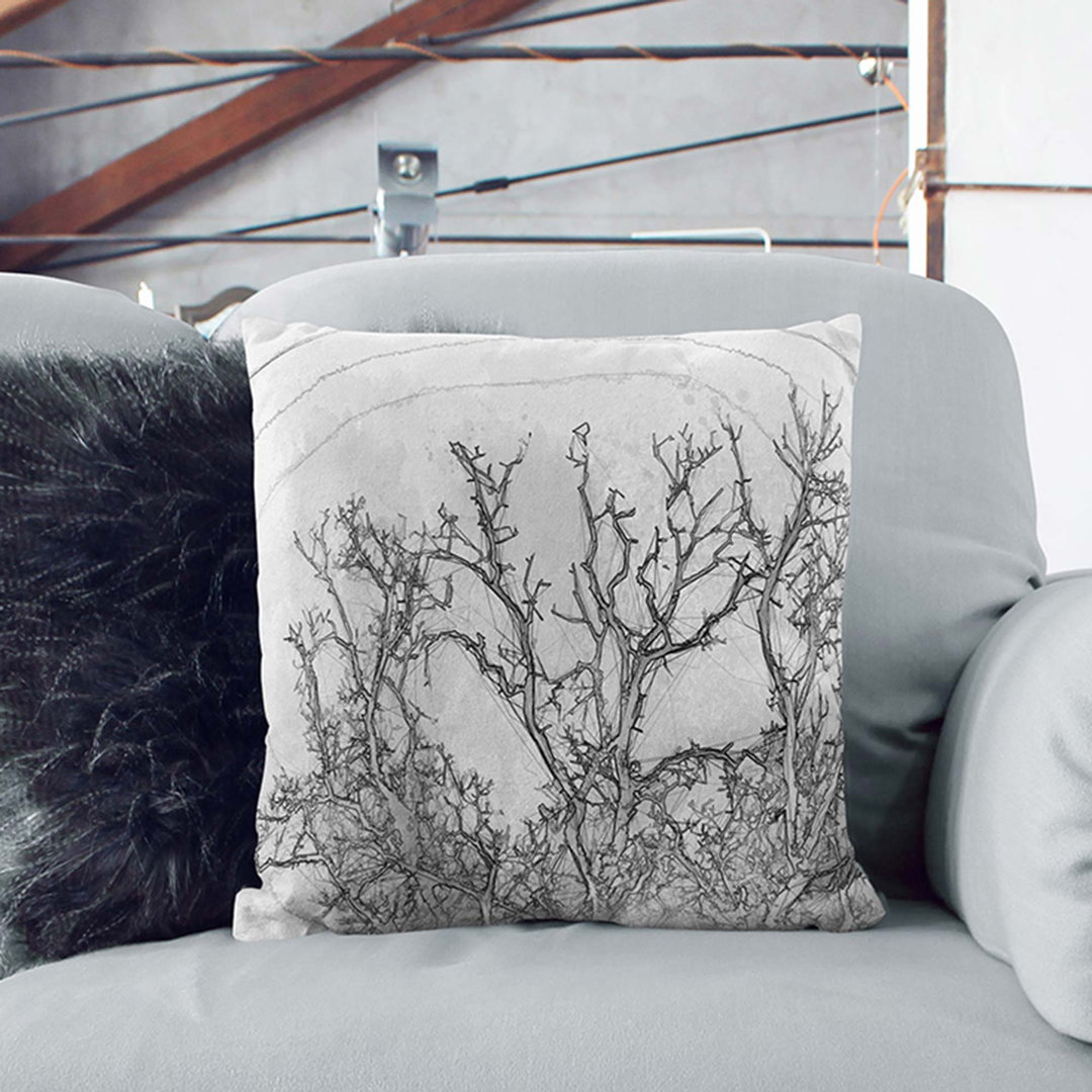 Bird in a Winter Tree in Abstract Scatter Cushion with Filling