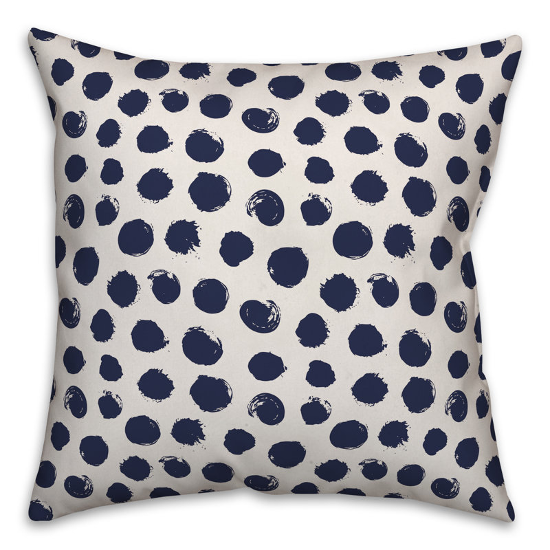 Polka Dots Reversible Throw Pillow, White/Navy Polka Dots 1, 20" x 20"
