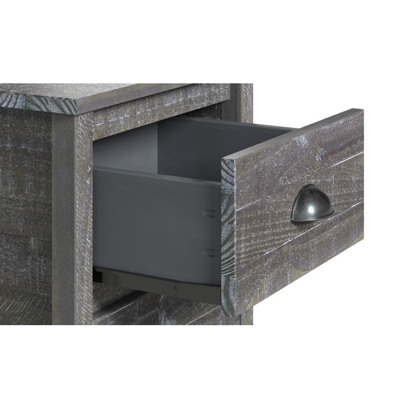Table de chevet 2 tiroirs Arranda, Gris granite