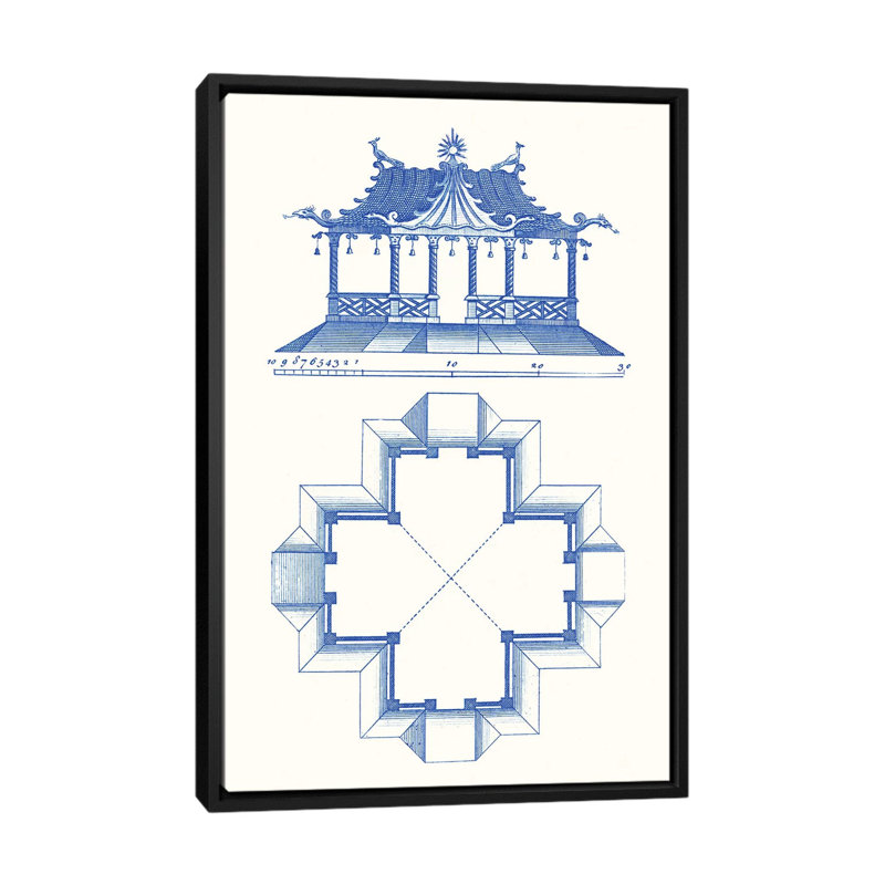 «Pagoda Design II», impression sur toile, H 26 po x l 18 po x P 1,5 po, Black Framed Fine Art Paper, Pas de tapis