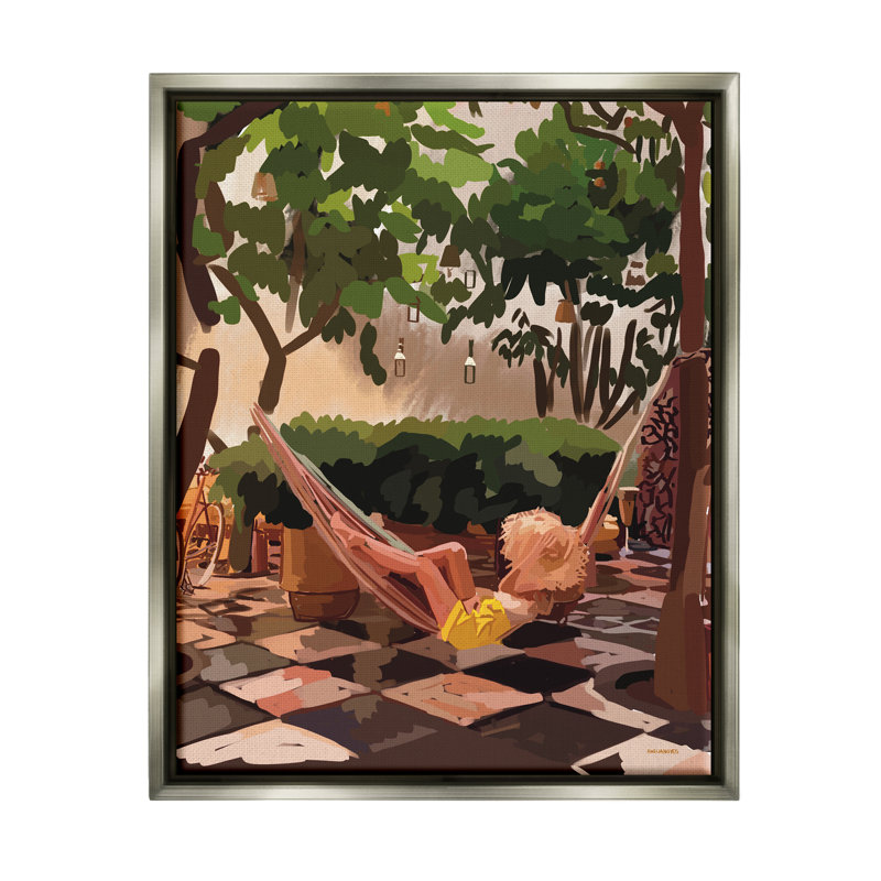 «Woman Lounging Hammock Tropical Summer Holiday Scenery» par Amelia Noyes - impression, H 31 po x l 25 po x P 1,7 po