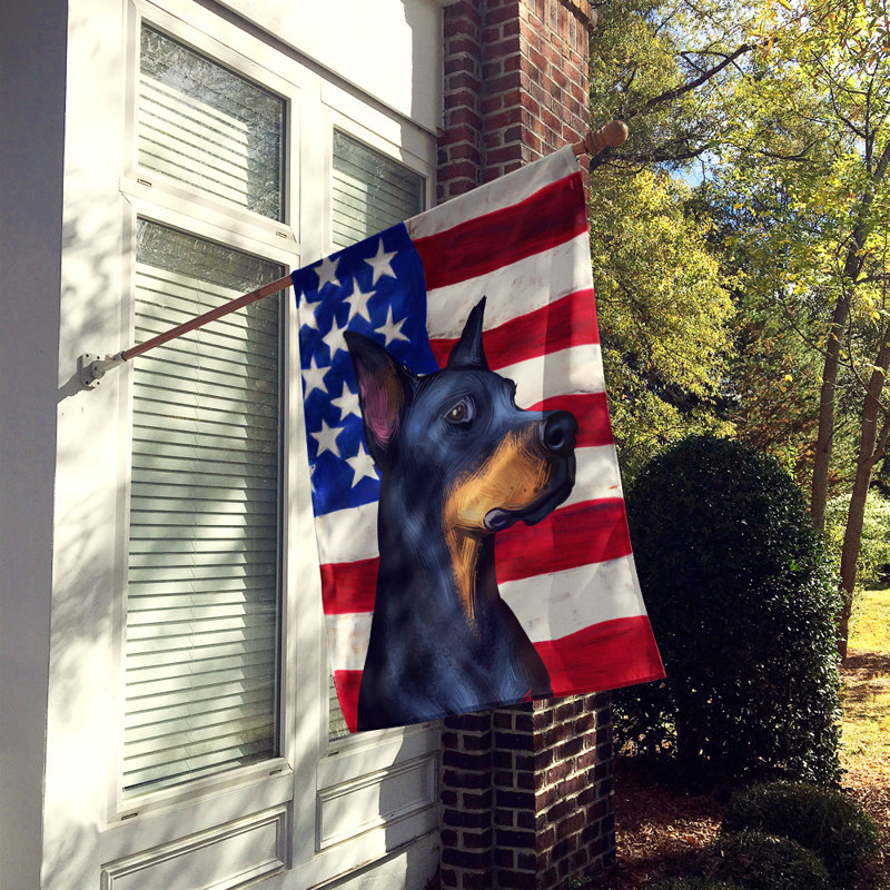 Polyester à 2 côtés 28 x 40 po drapeau maison, Doberman pinscher