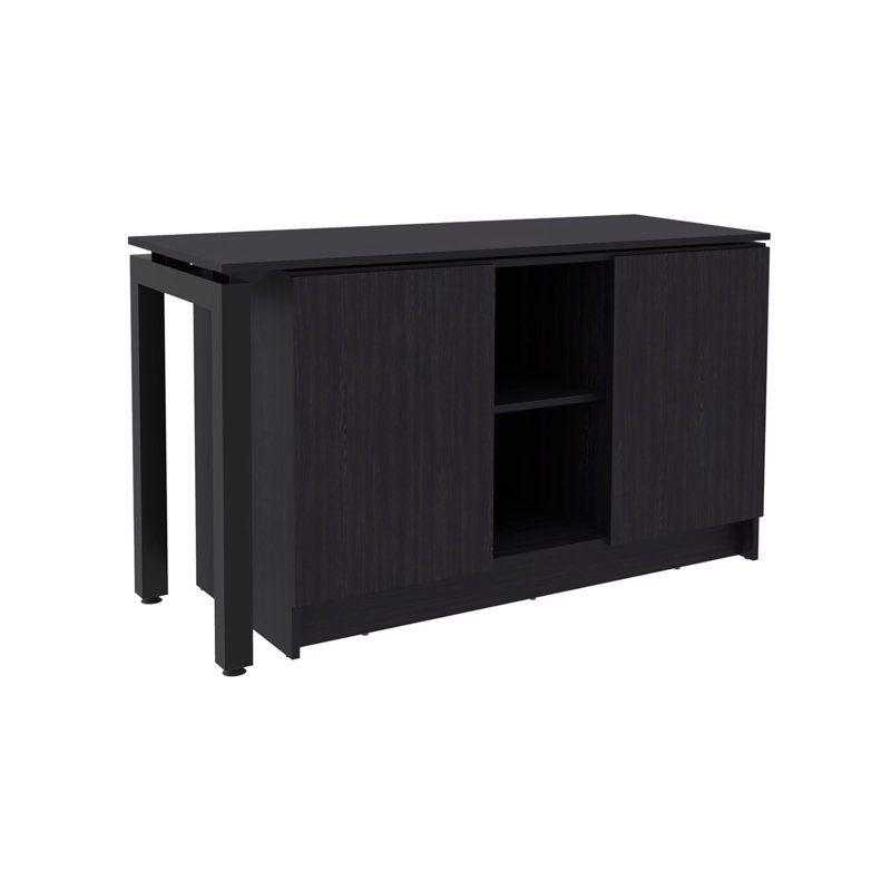 Bureau Elfrida, deux tablettes de rangement ouvertes
