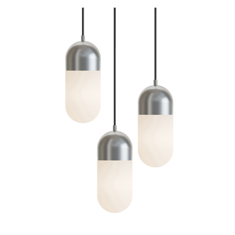 Luminaire suspendu rond 3 lumières Jamarra - 120V - 45W - 5 CCT, Nickel satiné