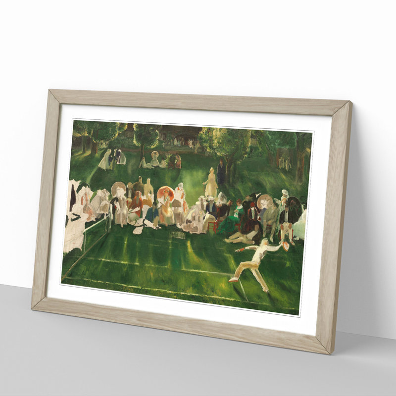 Tennis at Newport Vol.2 by George Bellows - Framed Print, 27cm H x 36cm W x 2cm D, Oak