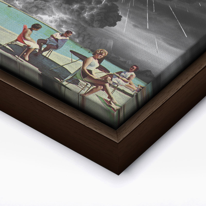 Atomic Bomb Pool Party, Canvas, Brown Framed, 11"H x 14"W
