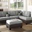 Canapé modulaire contemporain en polyfibre gris avec coussins en tissu capitonné et réversible 3 pièces