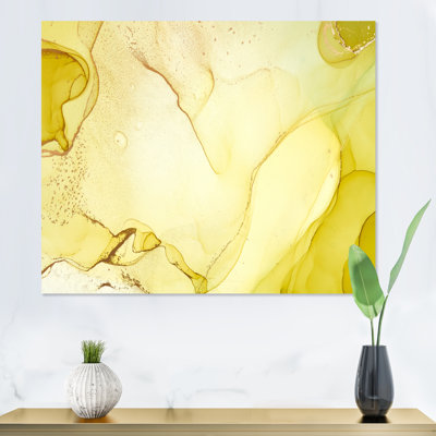 " Yellow Ink Art Fluid Landscape "