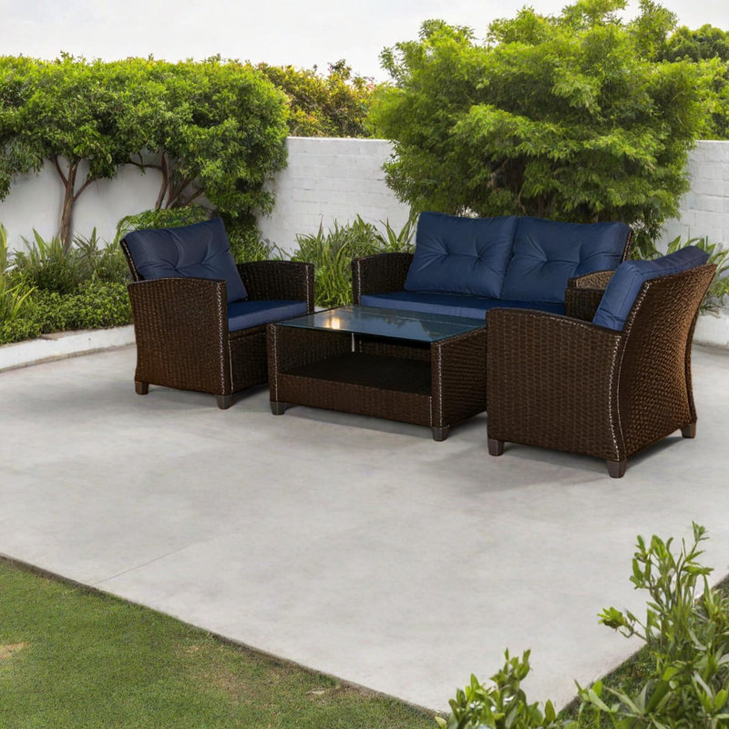 Ensemble de canapés d'extérieur durables, acier galvanisé et rotin, jardin moderne, utilisation de balcon