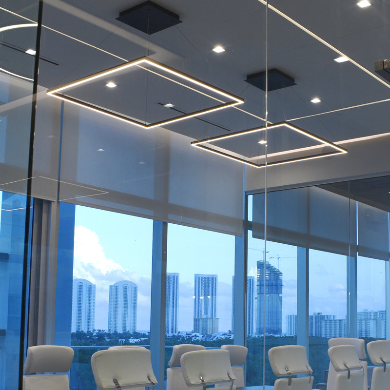 Atria Integrated LED Linear Pendant Height Adjustable ETL Certified Square Chandelier Lighting, Black