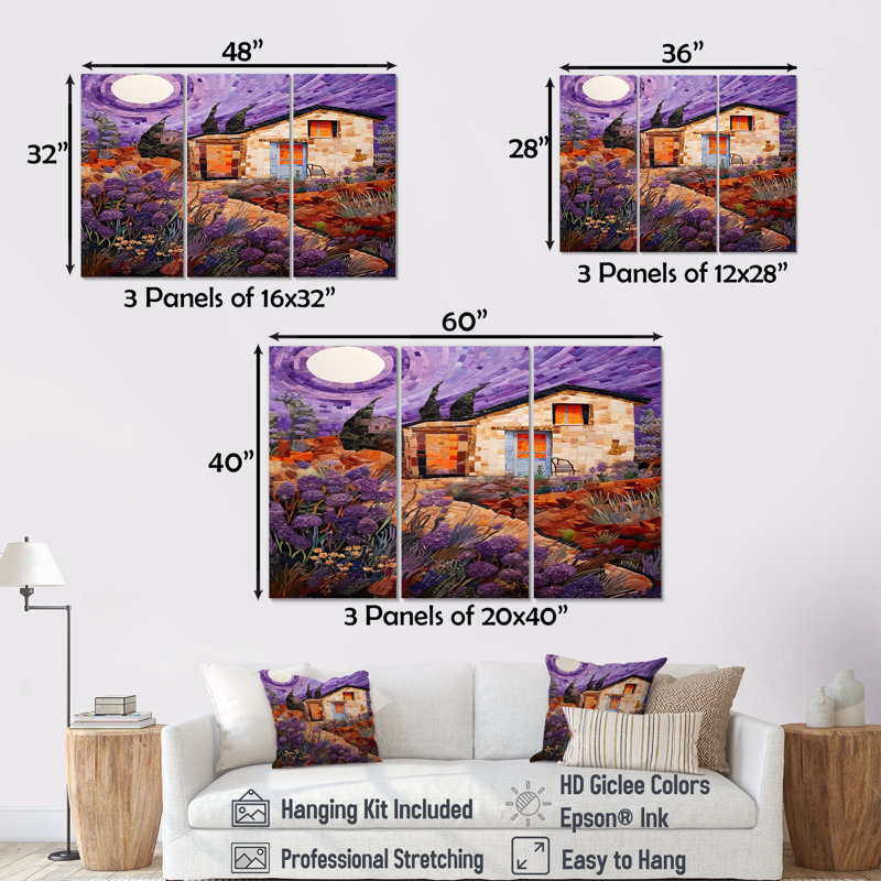Ensemble de salon art mural blanc White Moon, Toile tendue, H 40 po x l 60 po x P 1 po