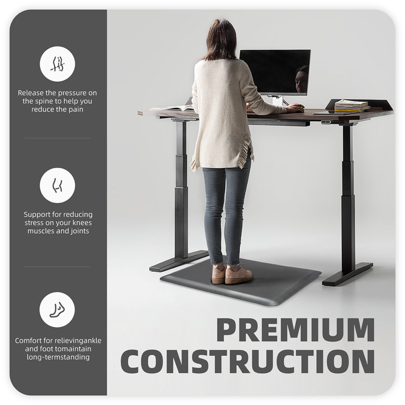 Tapis anti-fatigue Jahzlynn, Rectangle 1 pi 5 po x 2 pi, Gris foncé