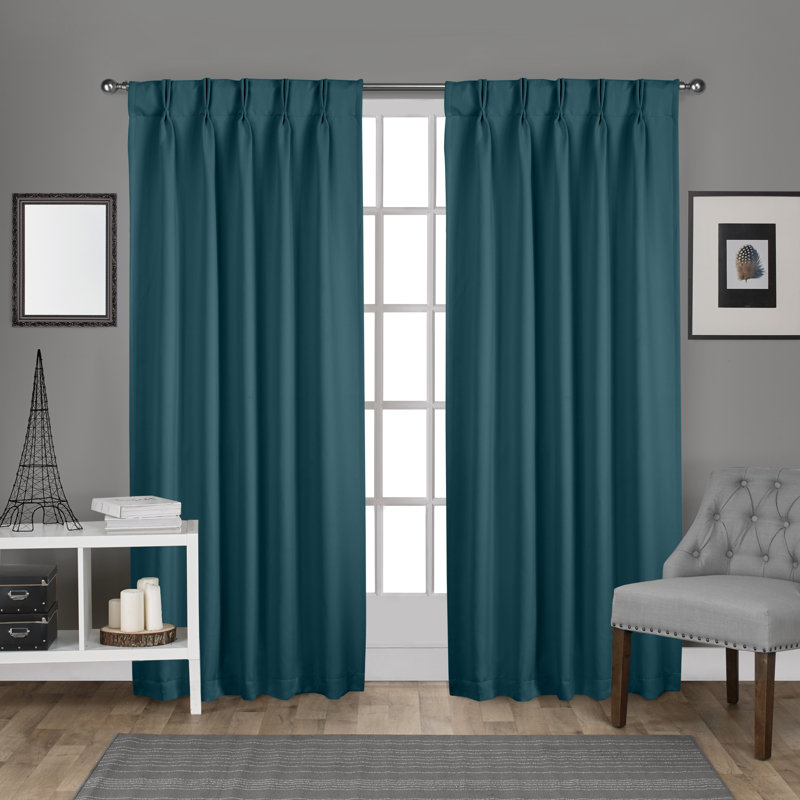 Sateen Room Darkening Curtain Pair, 30"W X 96"L, Teal