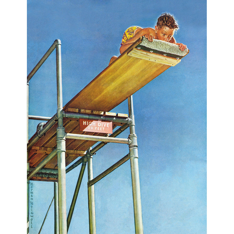 « garçon on high plongée » par norman rockwell, reproduction d’art sur toile tendue, H 52 po x l 40 po