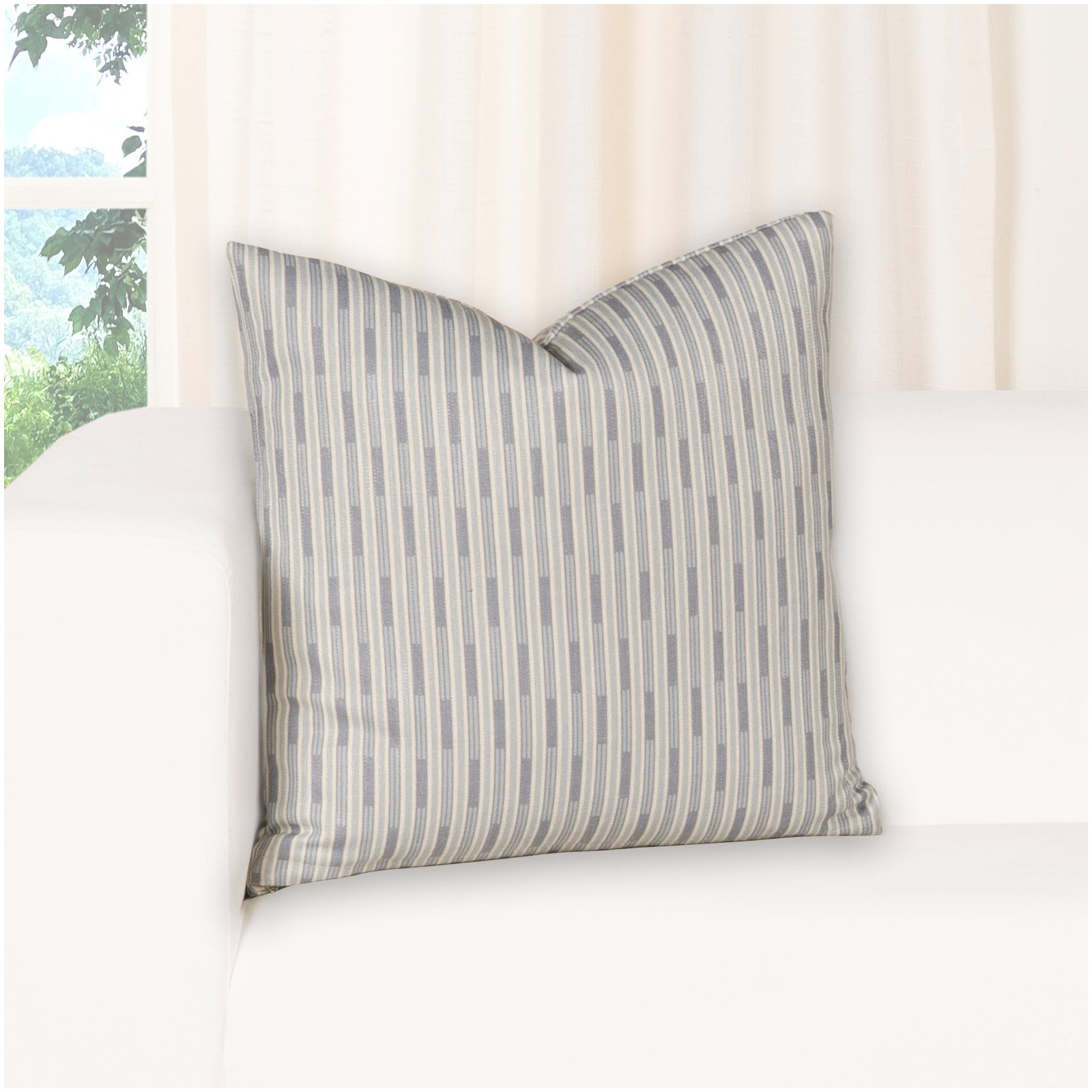 Benton Stripe Accent Pillow, Polyester, Blue, Square 22"