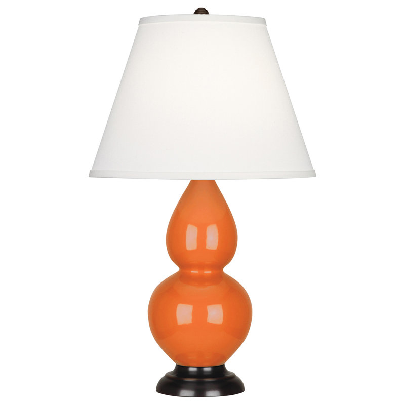 Gourd Table Lamp, Pumpkin and Bronze Base