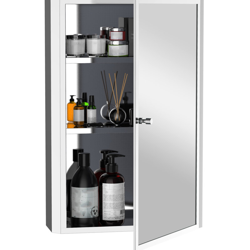 Armoire murale de salle de bain - Acier inoxydable 16 po x 24 po avec revêtement antirouille et support de rangement à une porte
