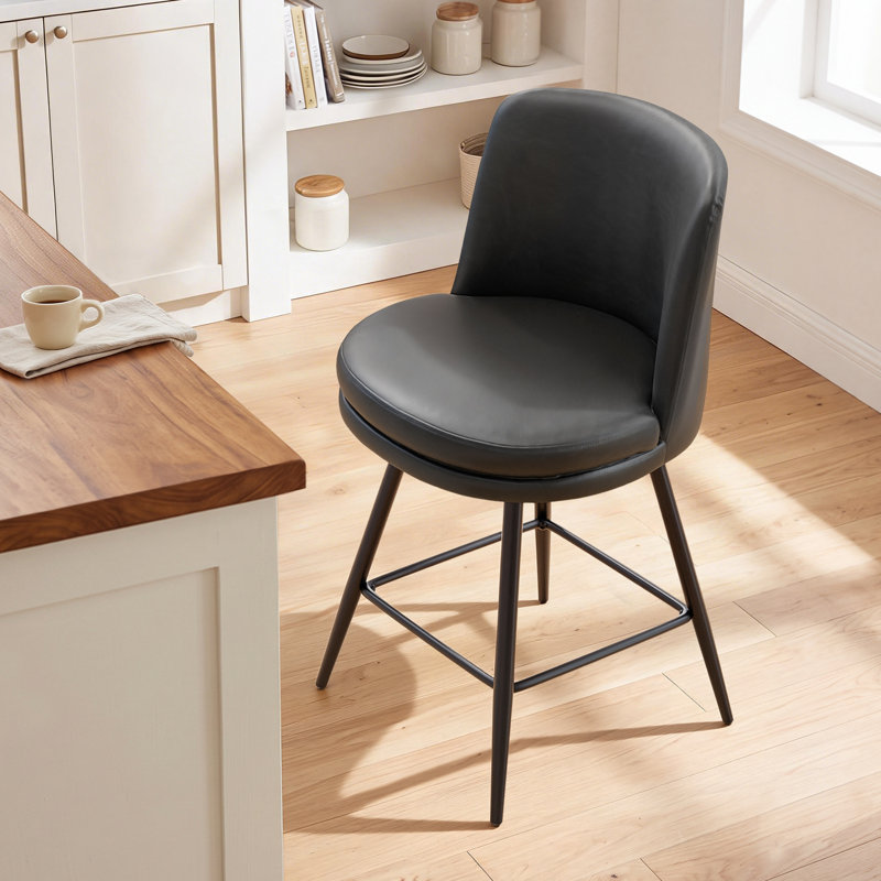 Caractéristique pivotante contemporaine en cuir de polyuréthane, similicuir et qualité durable, Noir, 1