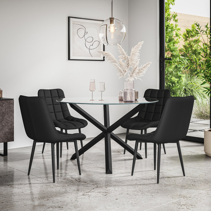 Darcus 4 - Person Dining Set, Black/Black