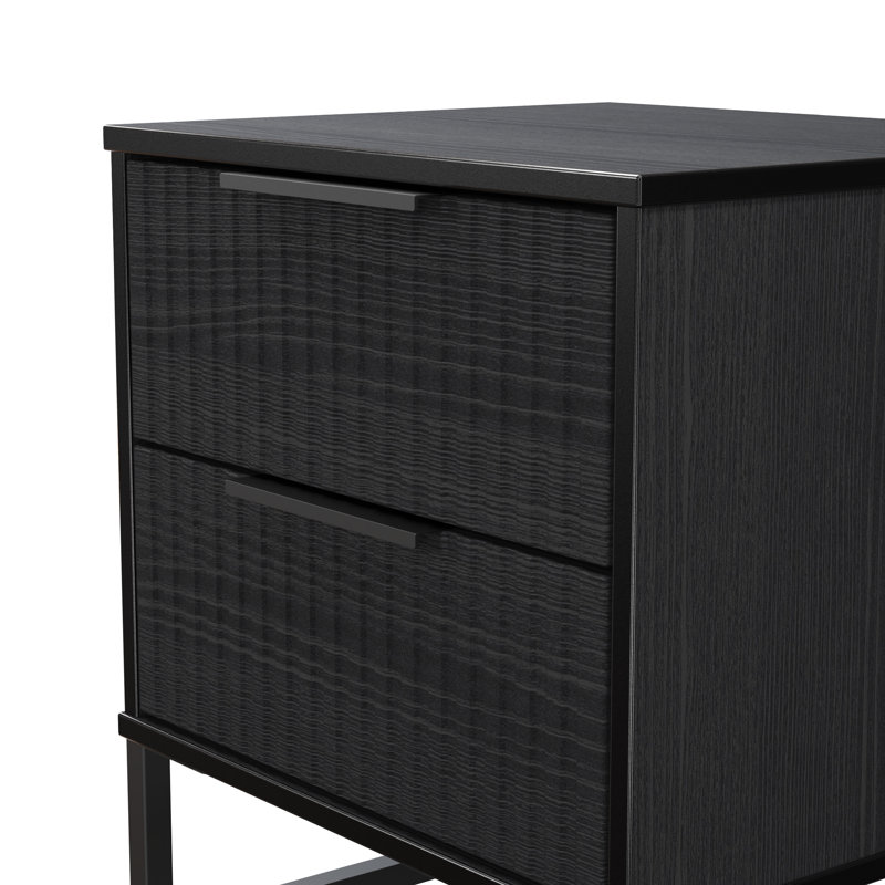 Chaelynn 45cm W Manufactured Wood Bedside Table, Black